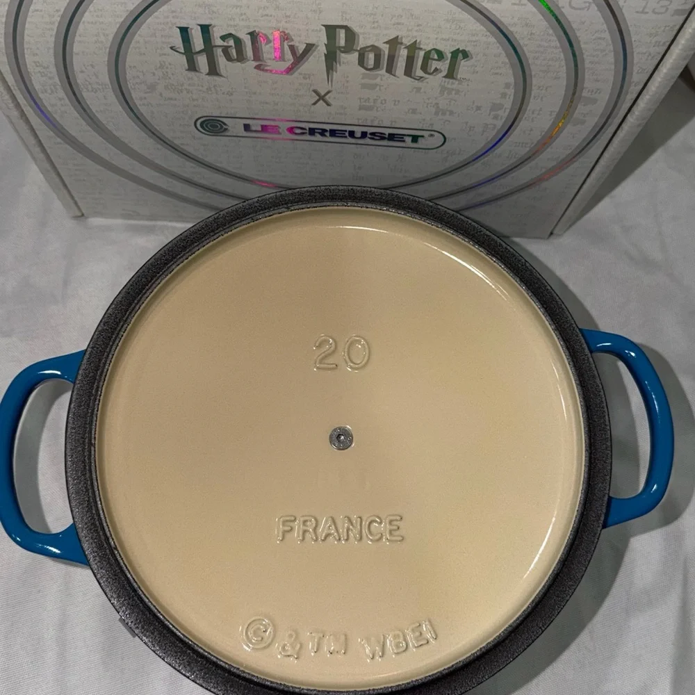 Le Creuset Blue Dutch Oven with Cream Lid